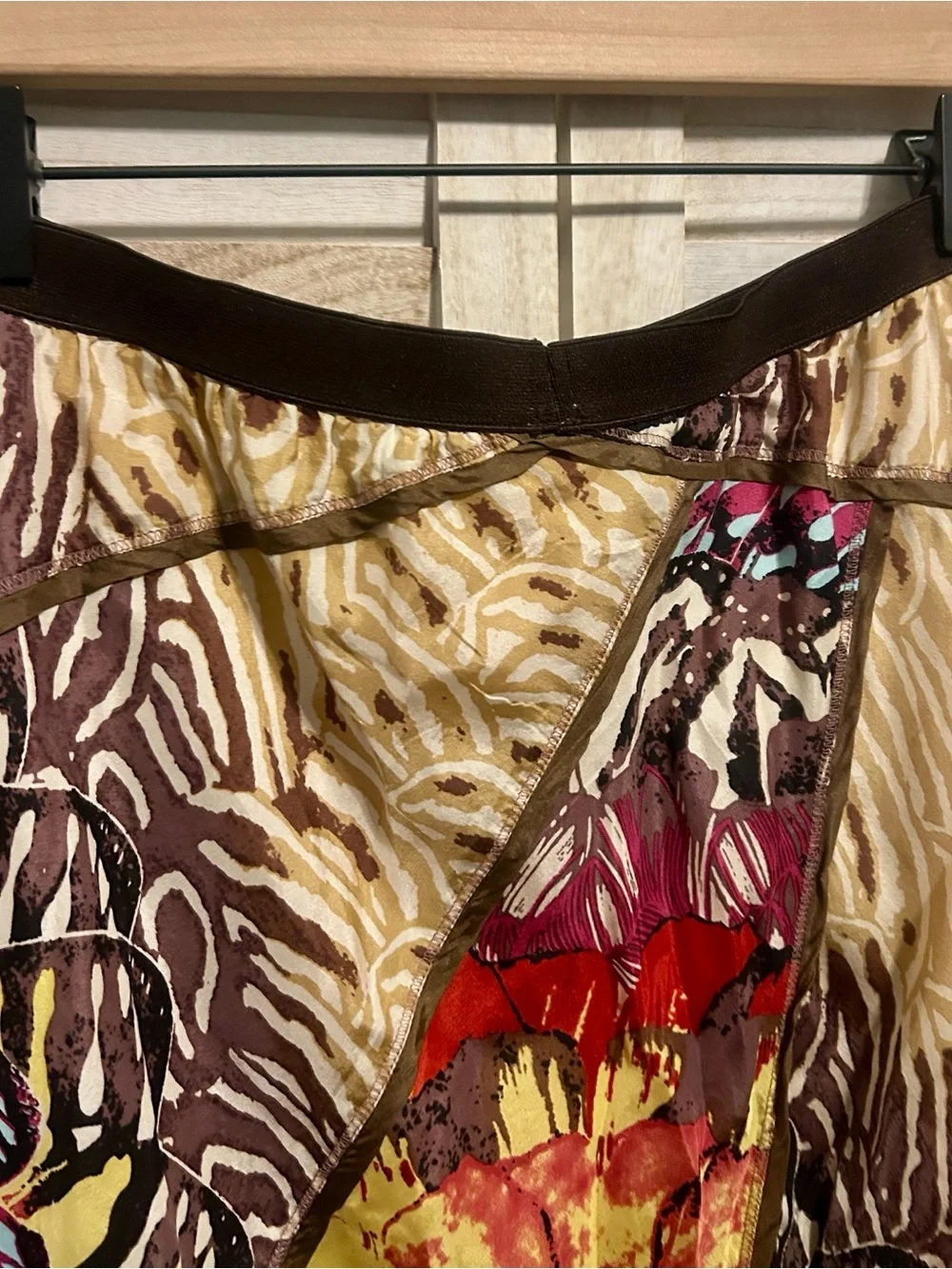 Tiny by Anthropologie Silk Fluttering Patchwork Boho Maxi Skirt. Size Medium
